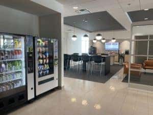 Waiting area with snacks