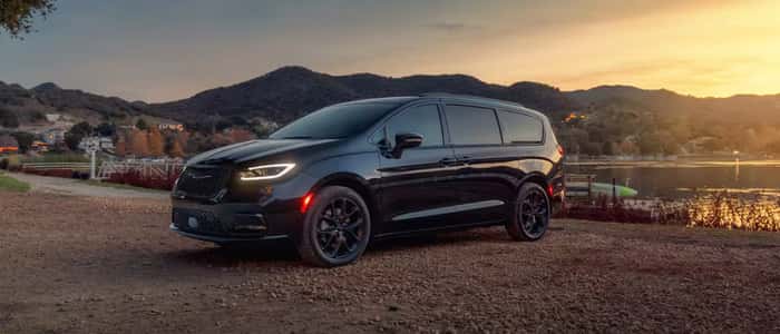 Black Chrysler Pacifica facing leftl