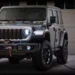 Gray Jeep Wrangler 4xe charging