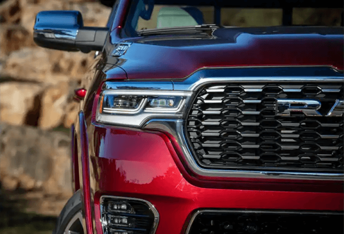 Red 2025 Ram 1500 facing the front