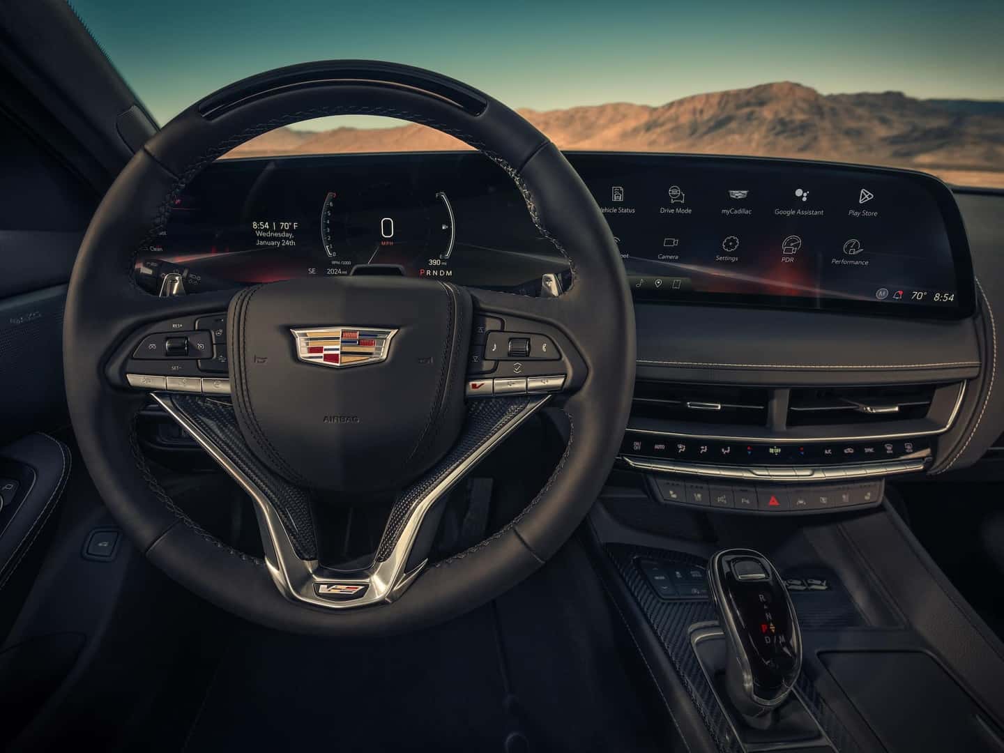  2025 Cadillac CT5 V-Series interior with 33-inch diagonal display screen. 