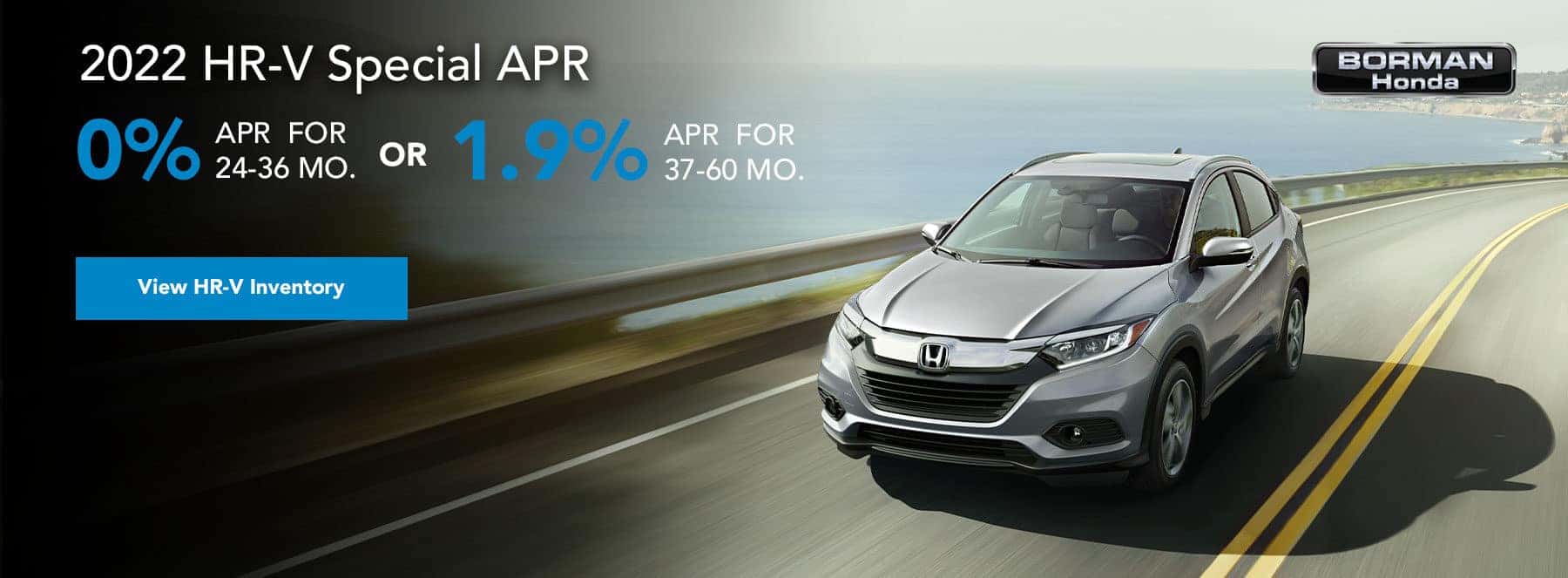 2022 Honda HR-V Offer: 0% APR for 24-36 months or 1.9% for 37-60 months