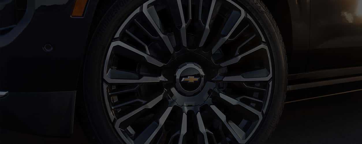 Close up shot of Chevy tires