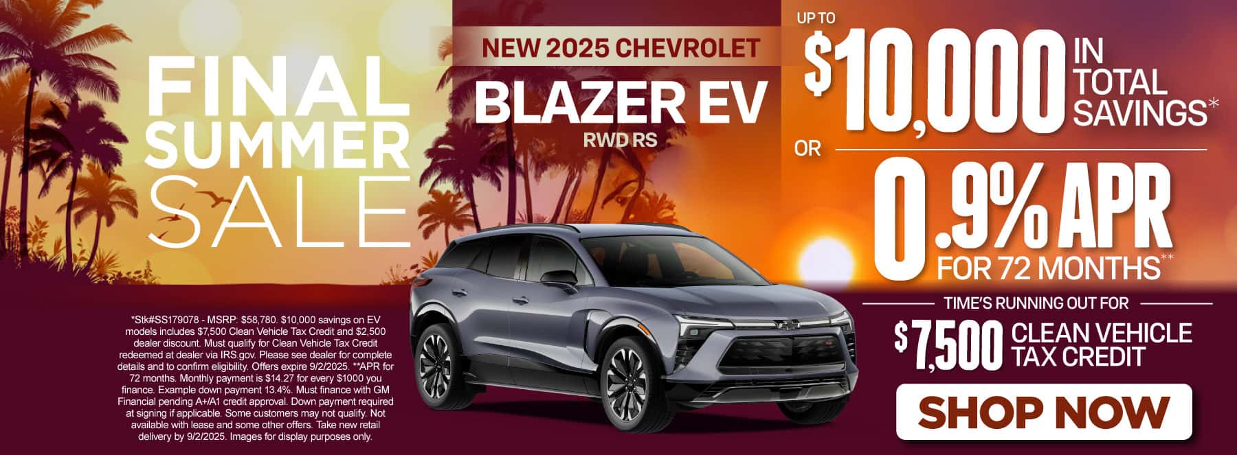 2025 Chevrolet Blazer EV RWD RS Up to $10,000 in Total Savings* or 0.9% for 72 Months**