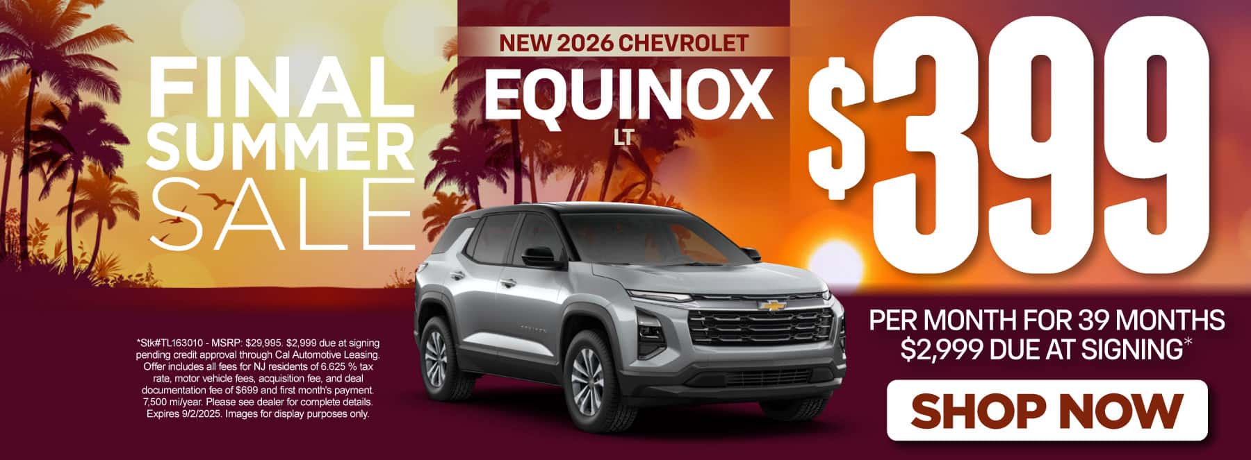 2026 Chevrolet Equinox LT $399 PER MO./39 MO., $2,999 due at signing*