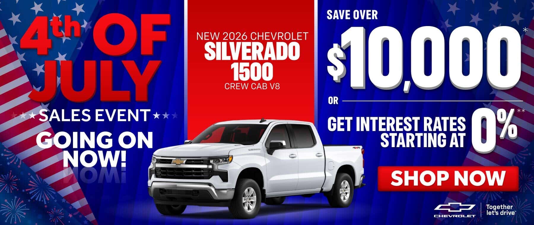 New 2026 Chevrolet Silverado 1500 Crew Cab V8 "Save over $10,000* or get interest rates starting at 0%**"