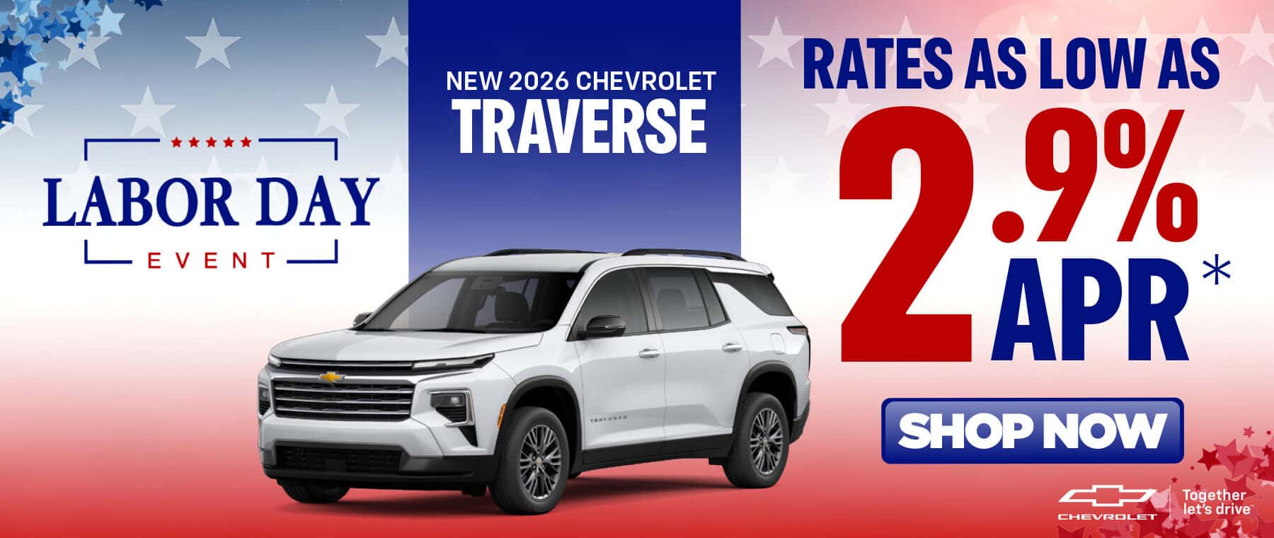 New 2026 Chevrolet Traverse Rates as low as 2.9% APR*