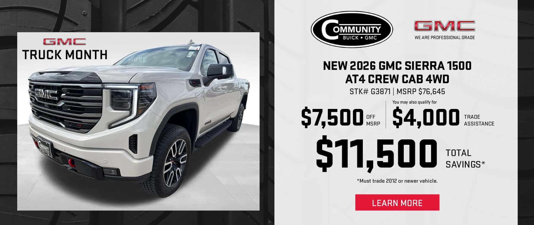 New 2026 GMC Sierra 1500 AT4 Crew Cab 4WD