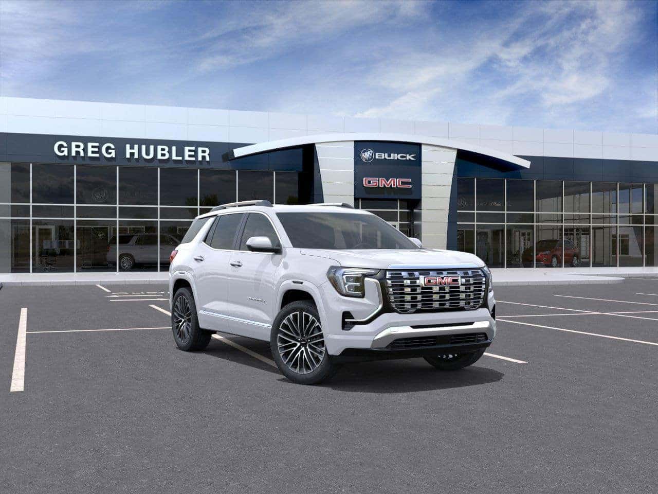 New GMC Terrain Denali parked outside Greg Hubler Buick GMC in Marion IN