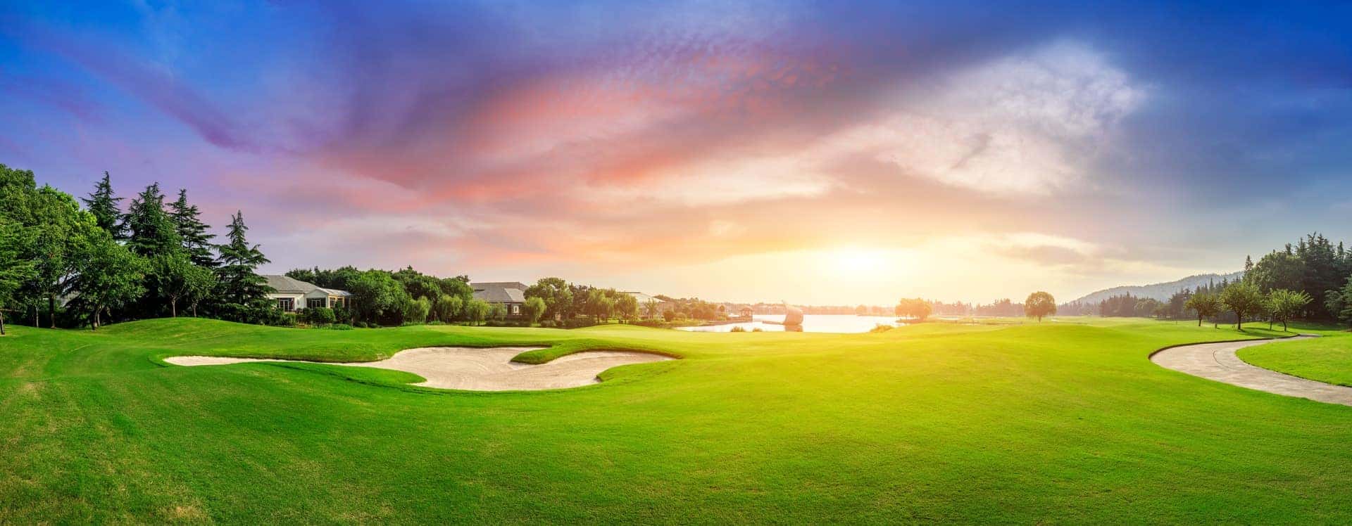 Golf Course with a Sunset