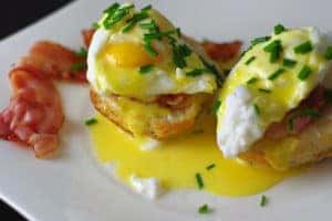 Eggs, toast, and bacon at a breakfast restaurant in Marion, IL