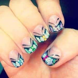 A finished butterfly manicure from a nail salon in Marion, Illinois