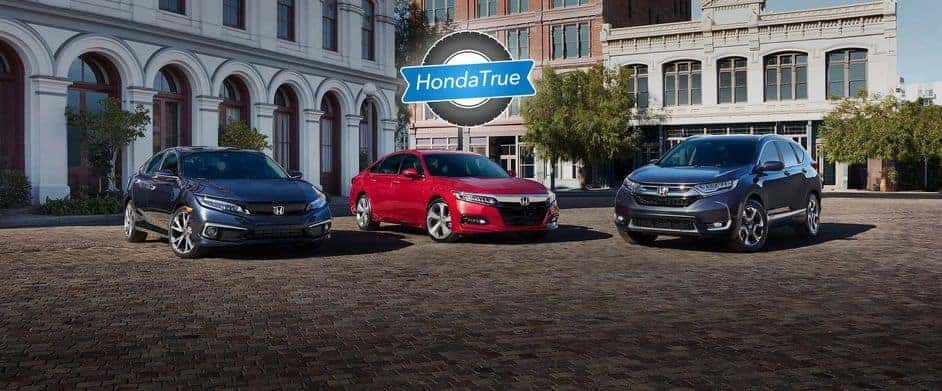 A lineup of Honda True Certified Warranty vehicles in Marion, Illinois