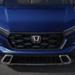 Front of the 2025 Honda CR-V in blue paint.