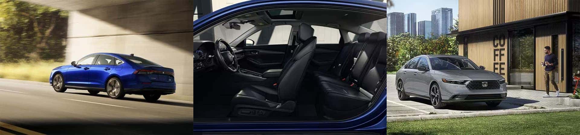a 3 photo collage of the 2026 Honda Accord interior & exterior