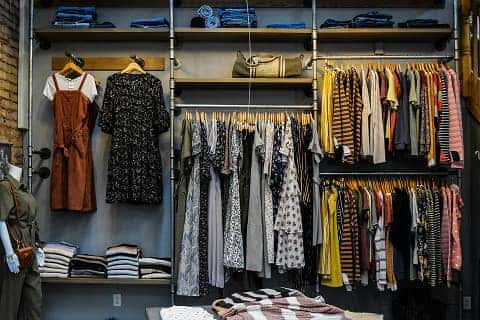 a rack of clothing at a boutiique in Marion, IL