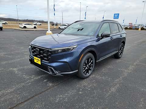 blue 2026 Honda CR-V Hybrid SUV parked athe the Ike Honda dealership in Marion, IL