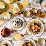 a spread of breakfast food