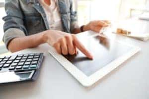 Woman applying for financing online