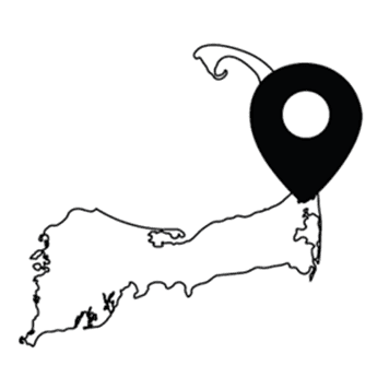 New Orleans map outline with Cape Cod pinned