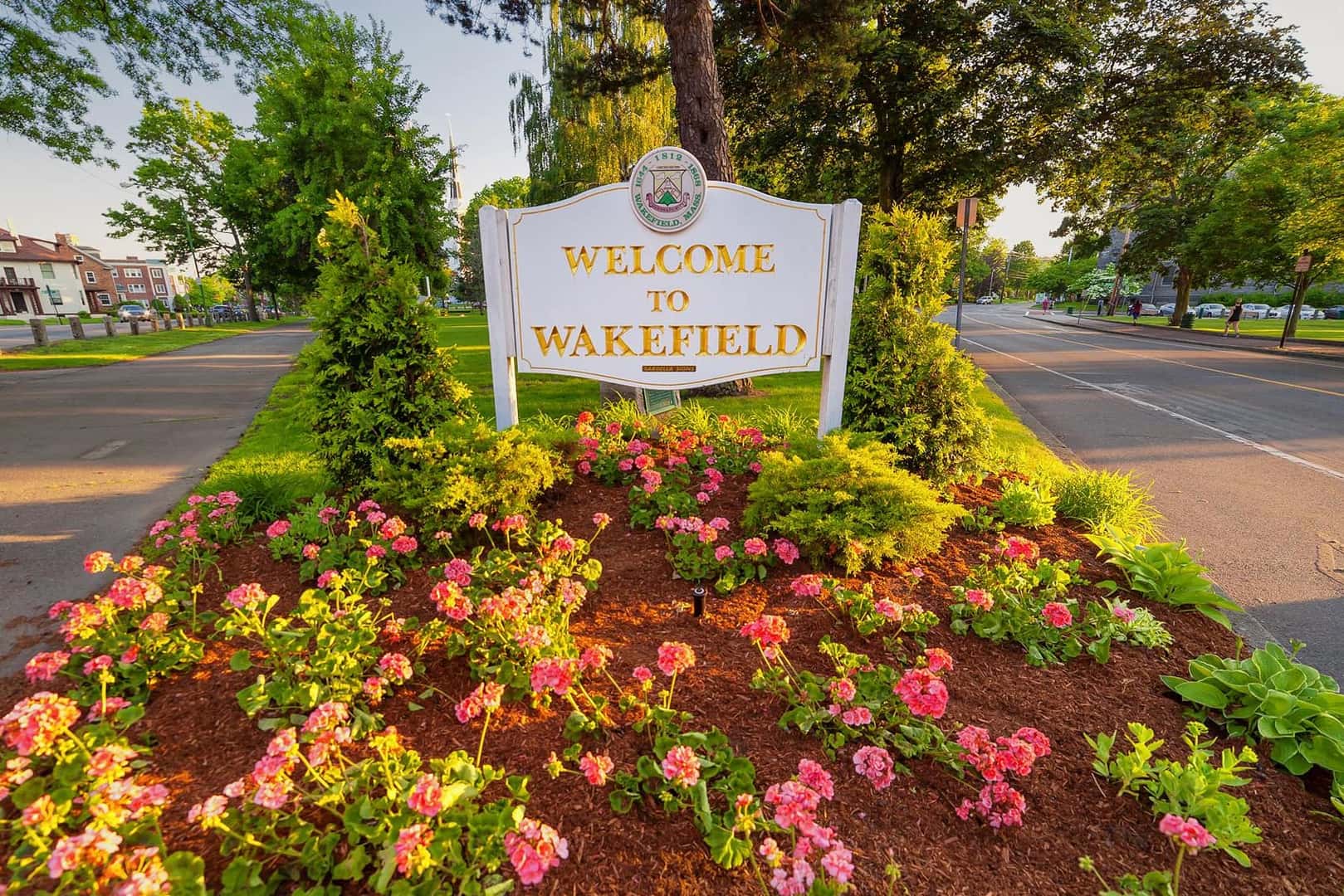 Sign Welcoming you to Wakefield, MA | Photo courtesy: Wakefield, MA Garden Club