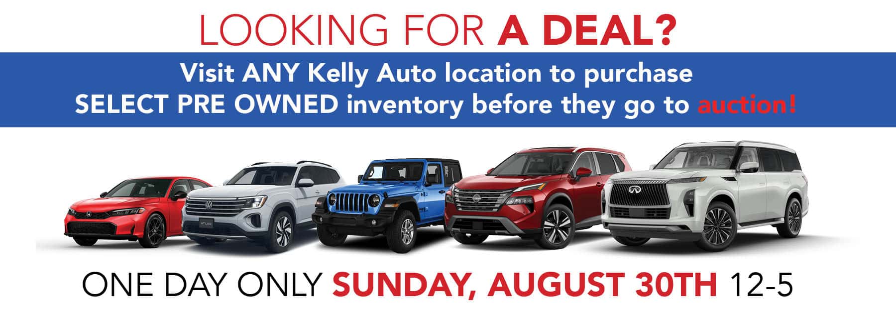 Shop Pre-Owned offers at Kelly INFINITI this Sunday