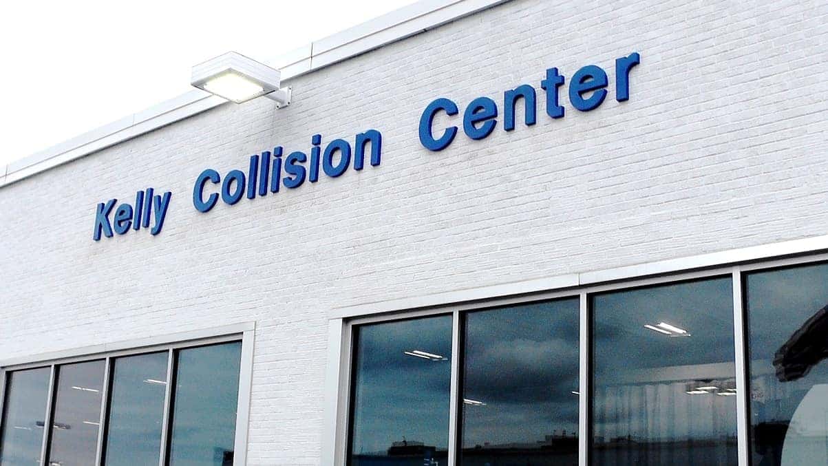 Kelly Automotive Collision Center facility exterior and signage