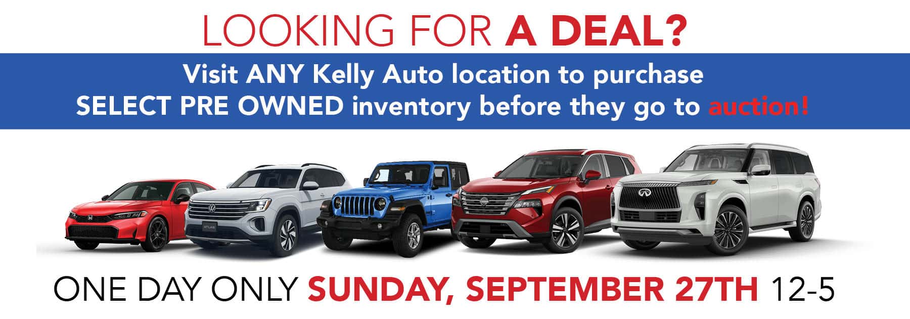 Pre-Owned Offers at Kelly INFINITI this Sunday