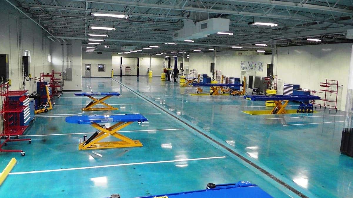 Repair equipment and work area inside the Kelly Automotive Collision Center