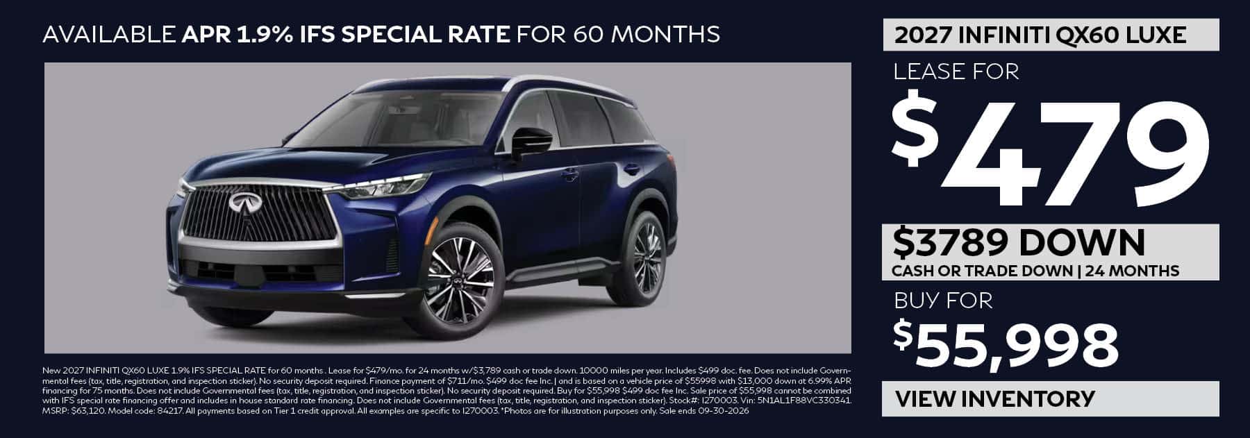2027 INFINITI QX60 LUXE Lease Special | September (Desktop)