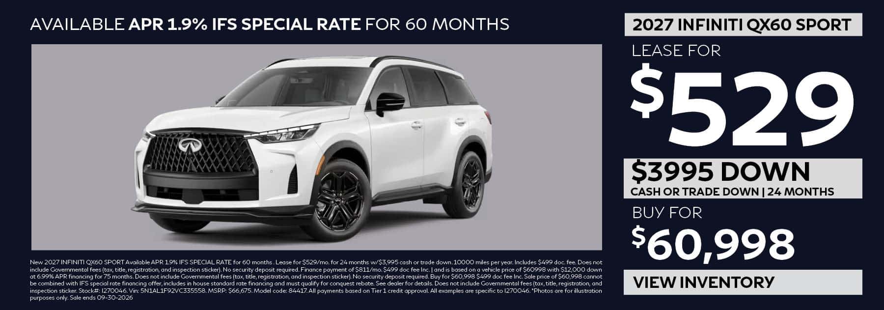 2027 INFINITI QX60 SPORT Lease Special | September (Desktop)