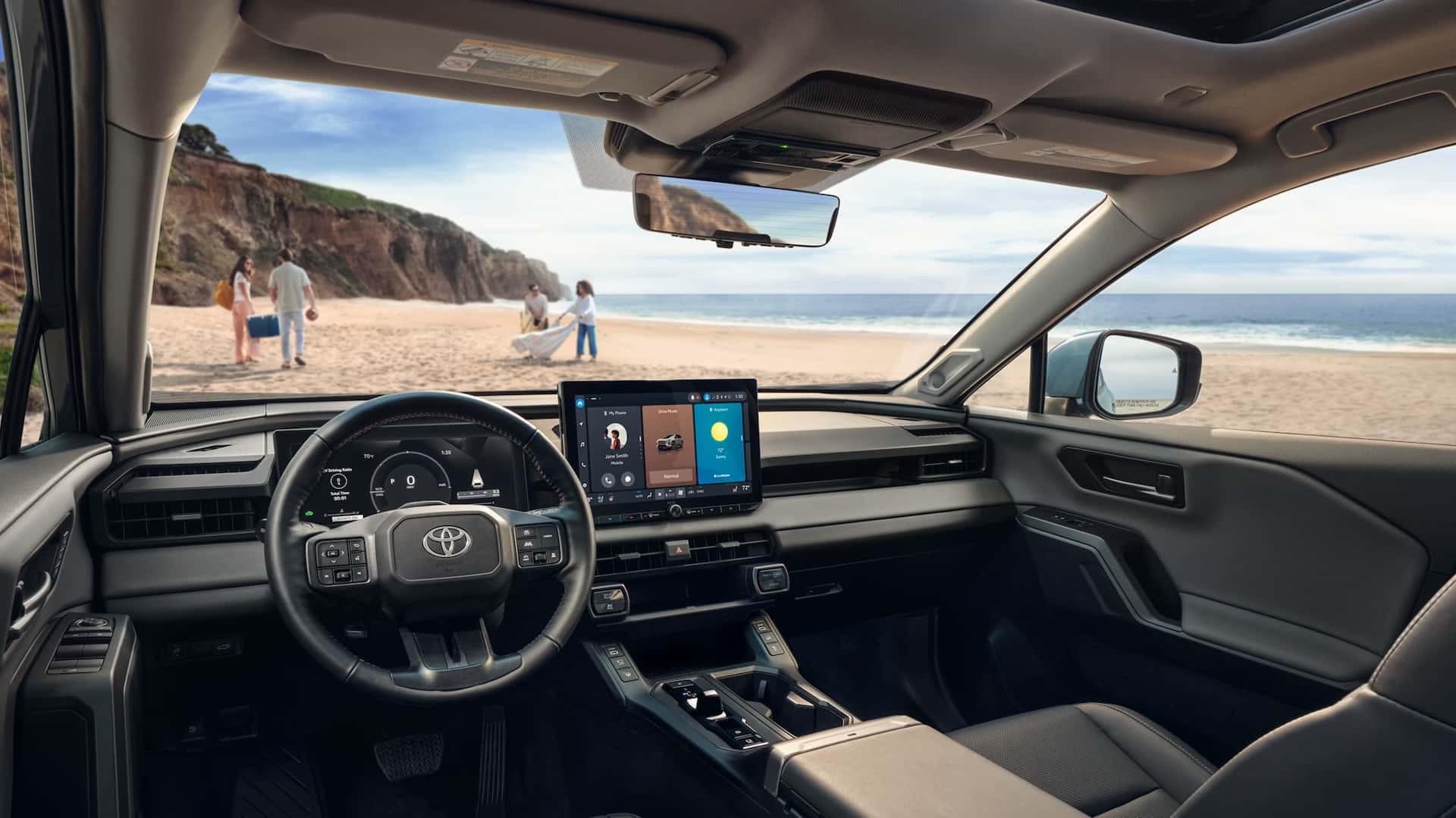 Front-row interior of new 2026 Toyota RAV4 near New Orleans, LA