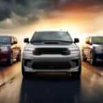 3 2025 Dodge Durangos driving on the road