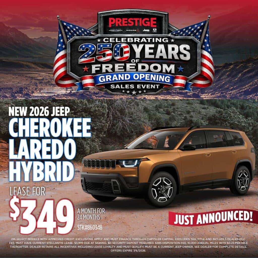 NEW 2026 JEEP CHEROKEE LAREDO HYBRID LEASE $349 PER MO 24 MOS.