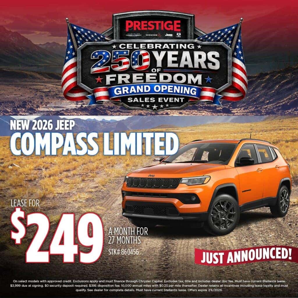 New 2026 Jeep Compass Limited Lease $249 Per Mo 27 Mos.