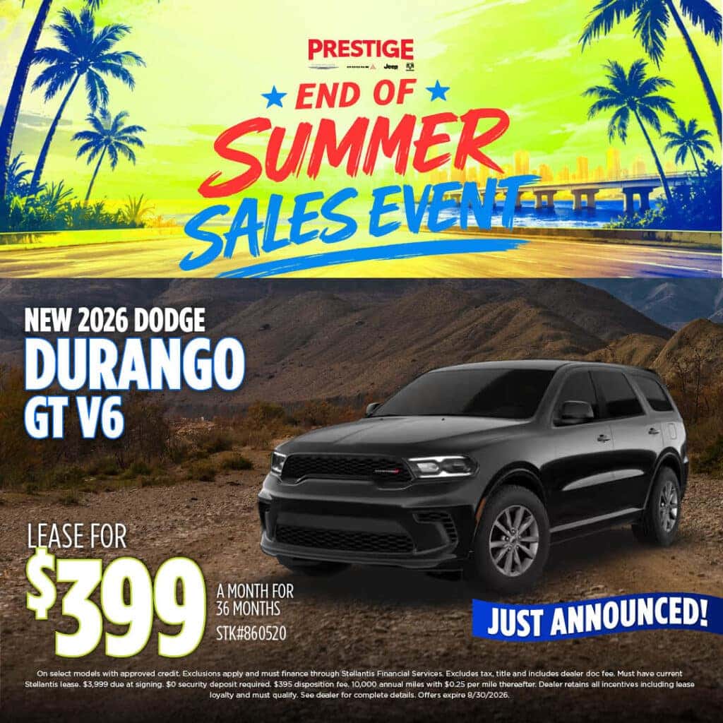 New 2026 Dodge Durango GT Lease $399 Per Mo 36 Mos.
