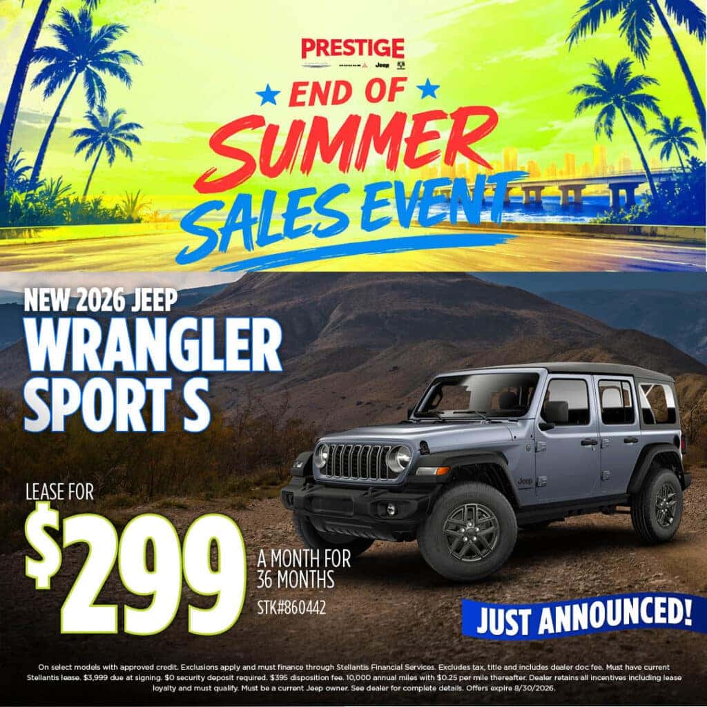 New 2026 Jeep Wrangler Sport S Lease $299 Per Mo 36 Mos.