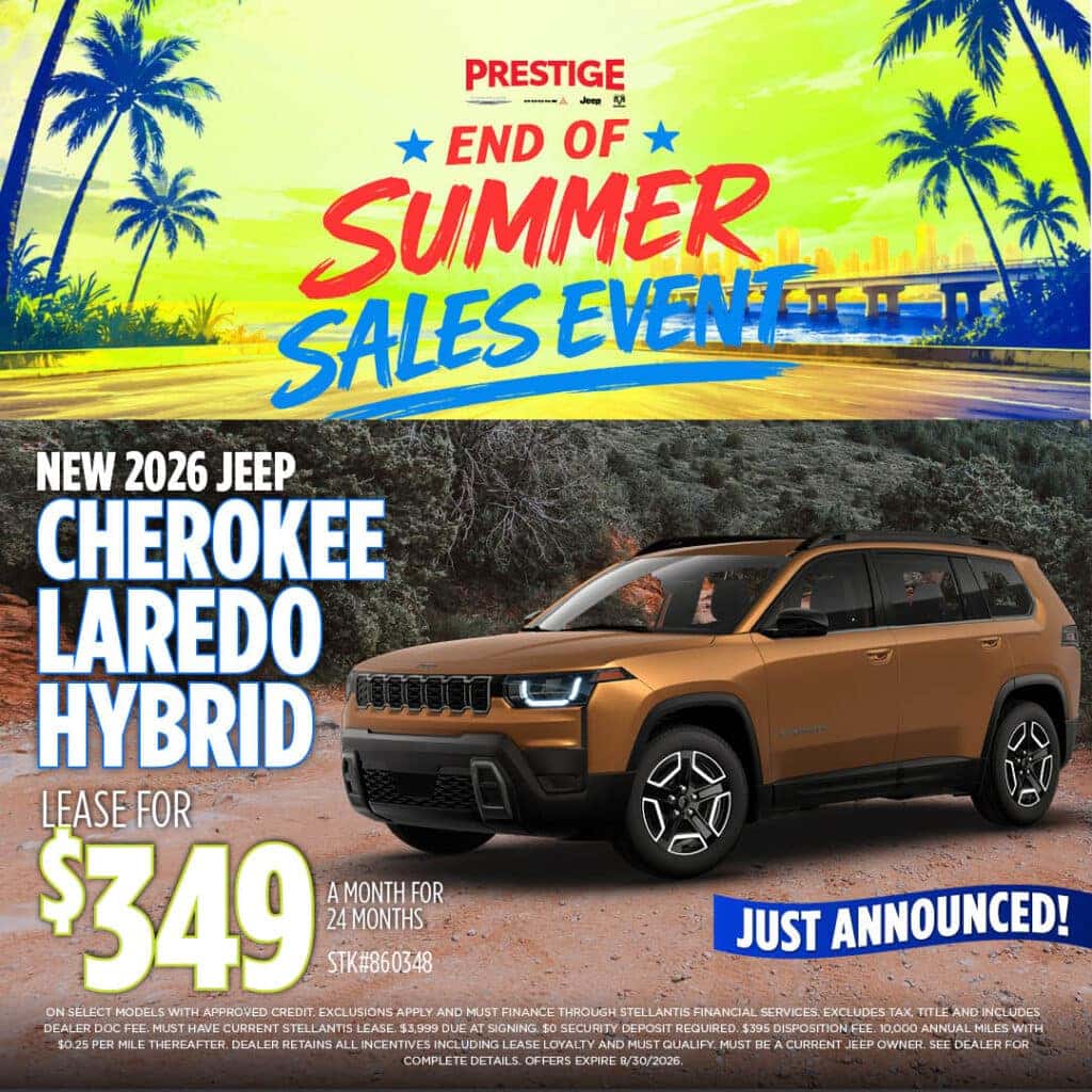NEW 2026 JEEP CHEROKEE LAREDO HYBRID LEASE $349 PER MO 24 MOS.