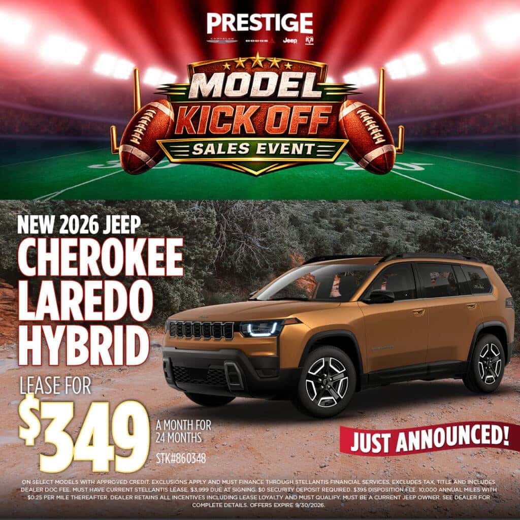 NEW 2026 JEEP CHEROKEE LAREDO HYBRID LEASE $349 PER MO 24 MOS.