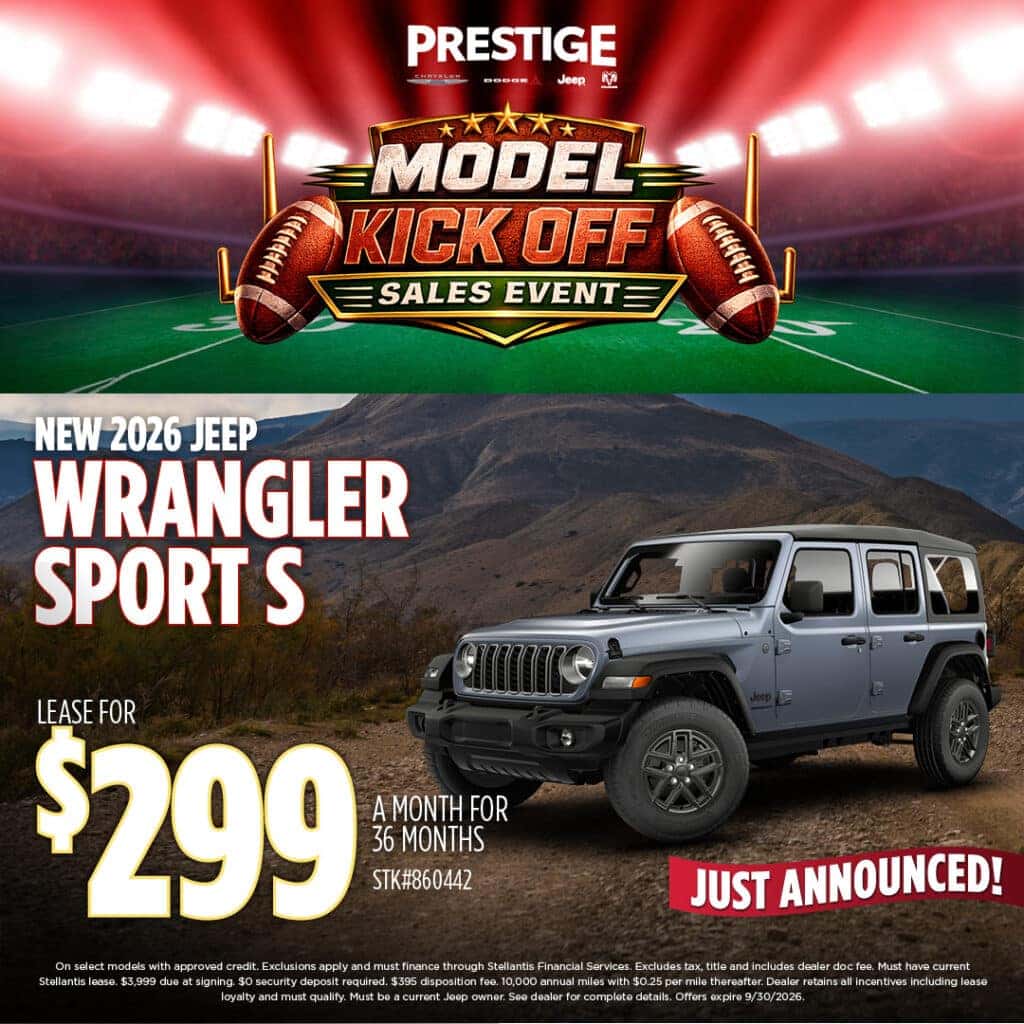 New 2026 Jeep Wrangler Sport S Lease $299 Per Mo 36 Mos.