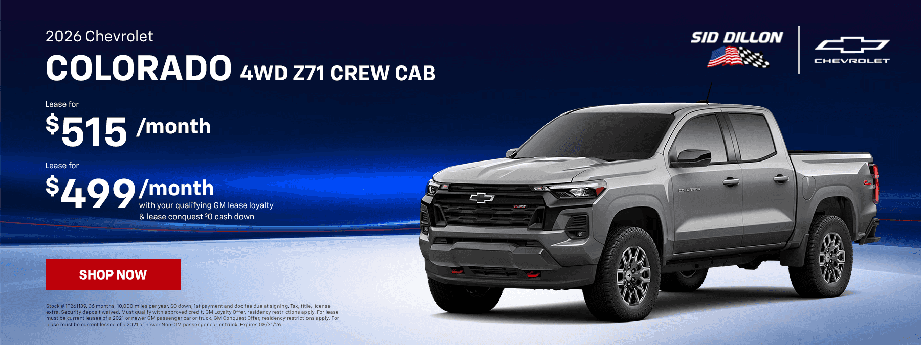 2026 COLORADO 4WD Z71 CREW CAB 0 down