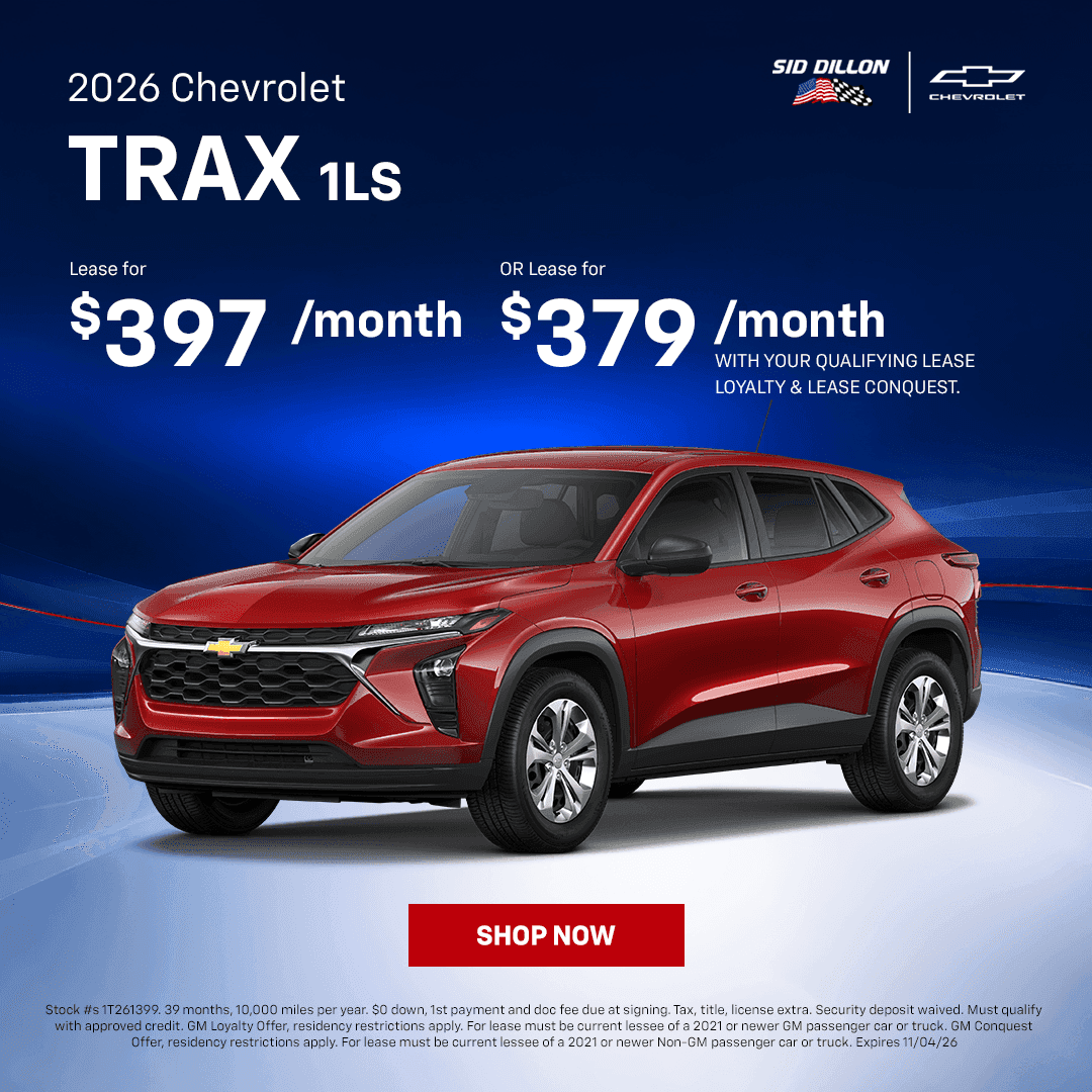 2026 Chevrolet Trax 1LS October lease pricing with zero down at Sid Dillon Chevrolet Fremont