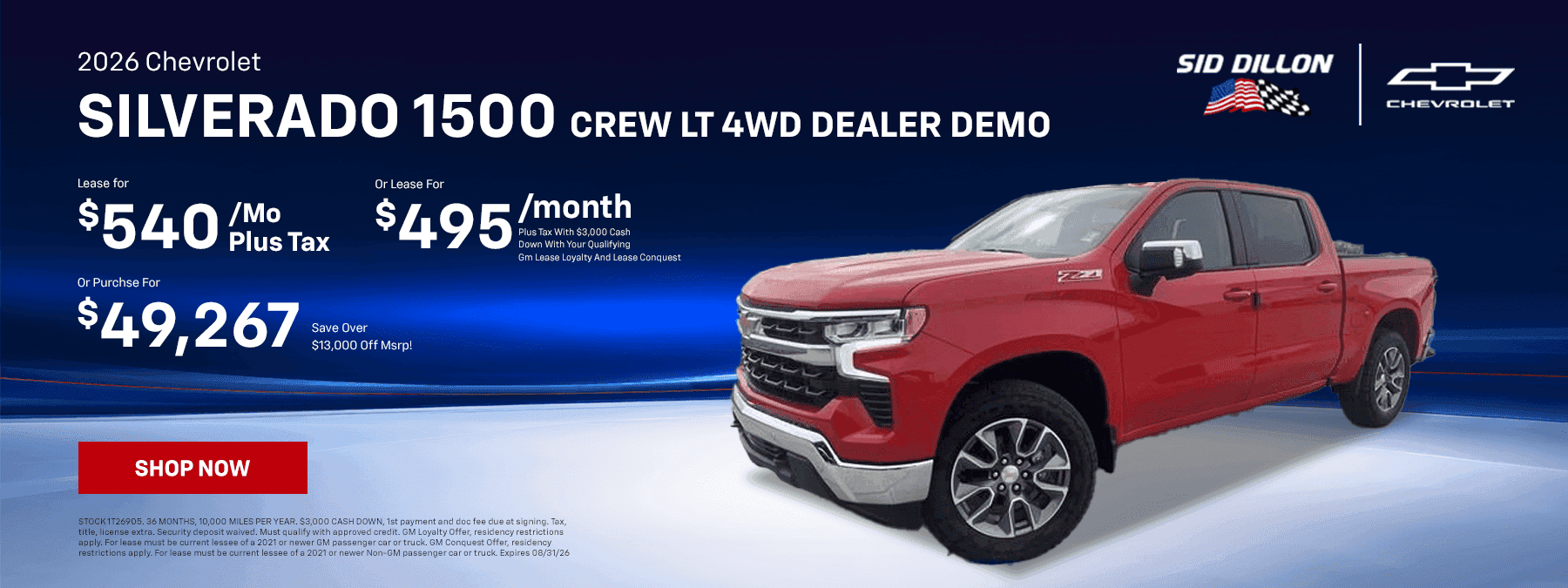 2026 SILVERADO 1500 CREW LT 4WD DEALER DEMO