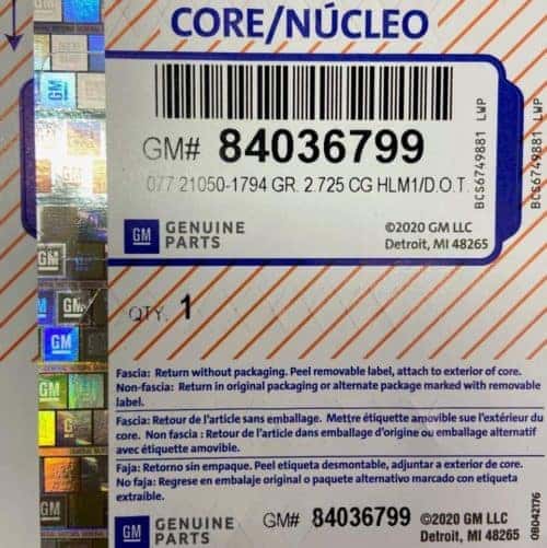 Parts & Core Return Process Suburban GM Parts