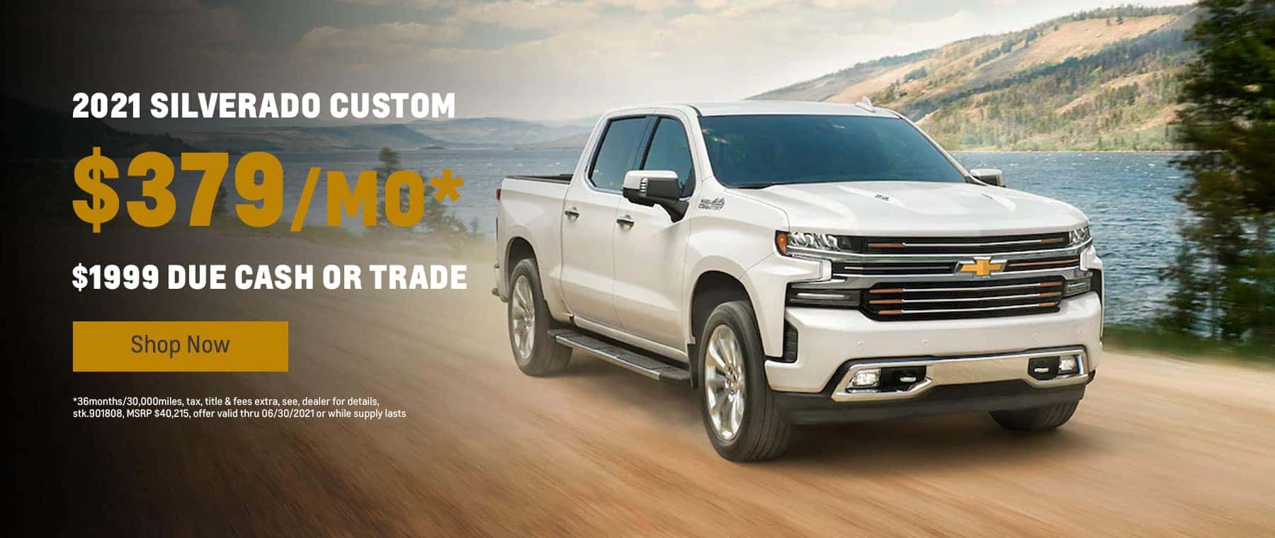 2021 Silverado Custom $379mo.* $1999 due cash or trade