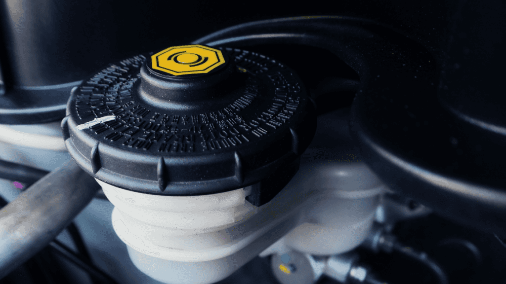 A vehicle's brake fluid reservoir
