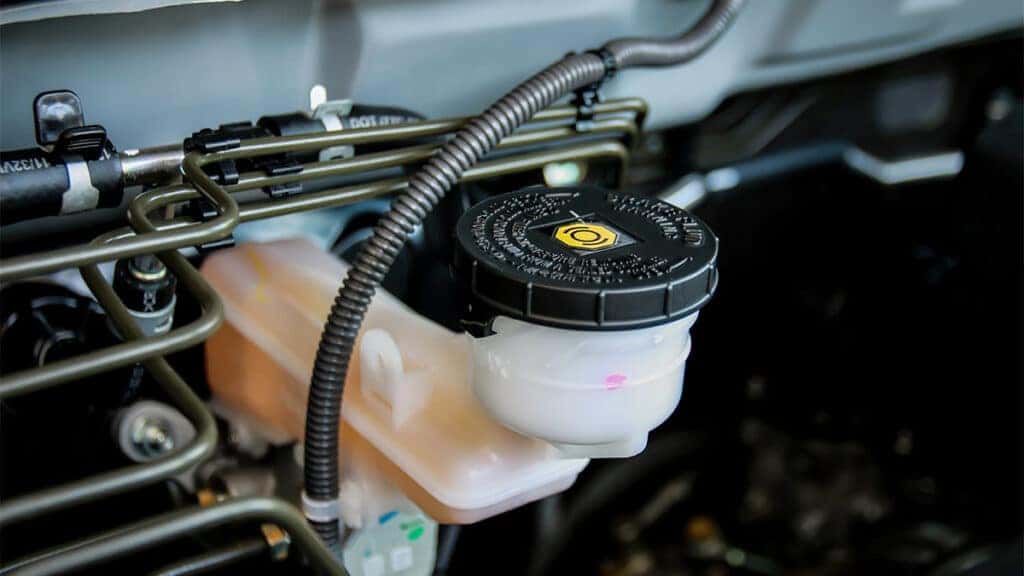 A vehicle's brake fluid reservoir
