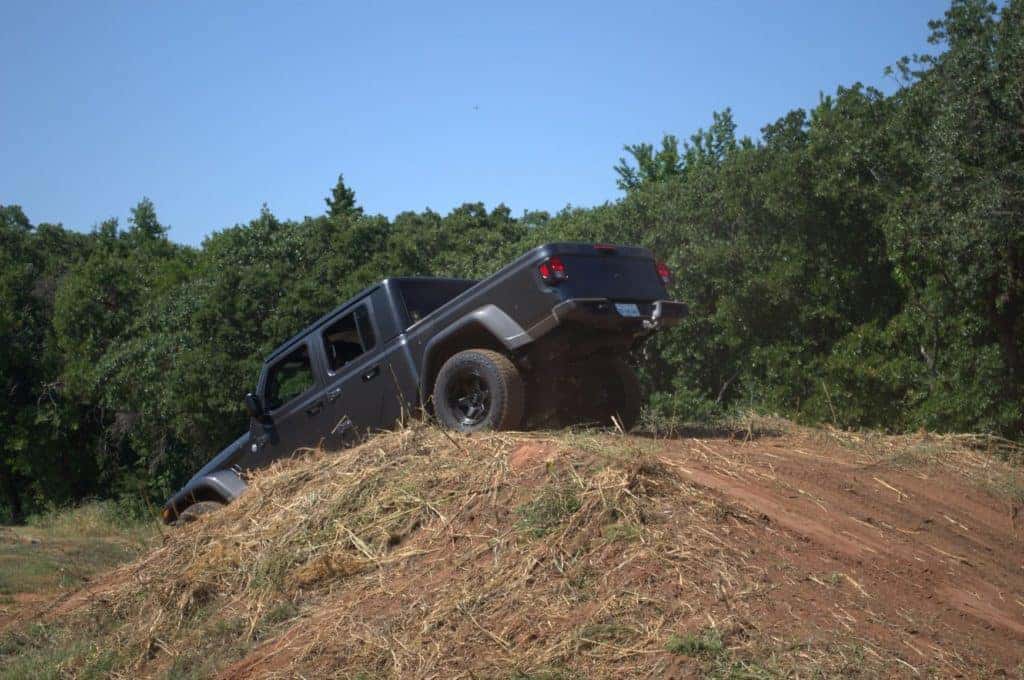 a new jeep gladiator in Guthrie, Oklahoma descending a hill