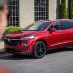 Red Vision Buick Enclave SUV People Building Windows